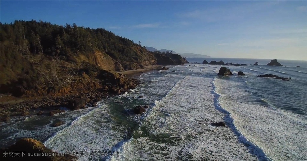 航拍 海边 自然风光 海岸 海 高清 海浪 早晨的海边 多媒体 实拍视频 mp4