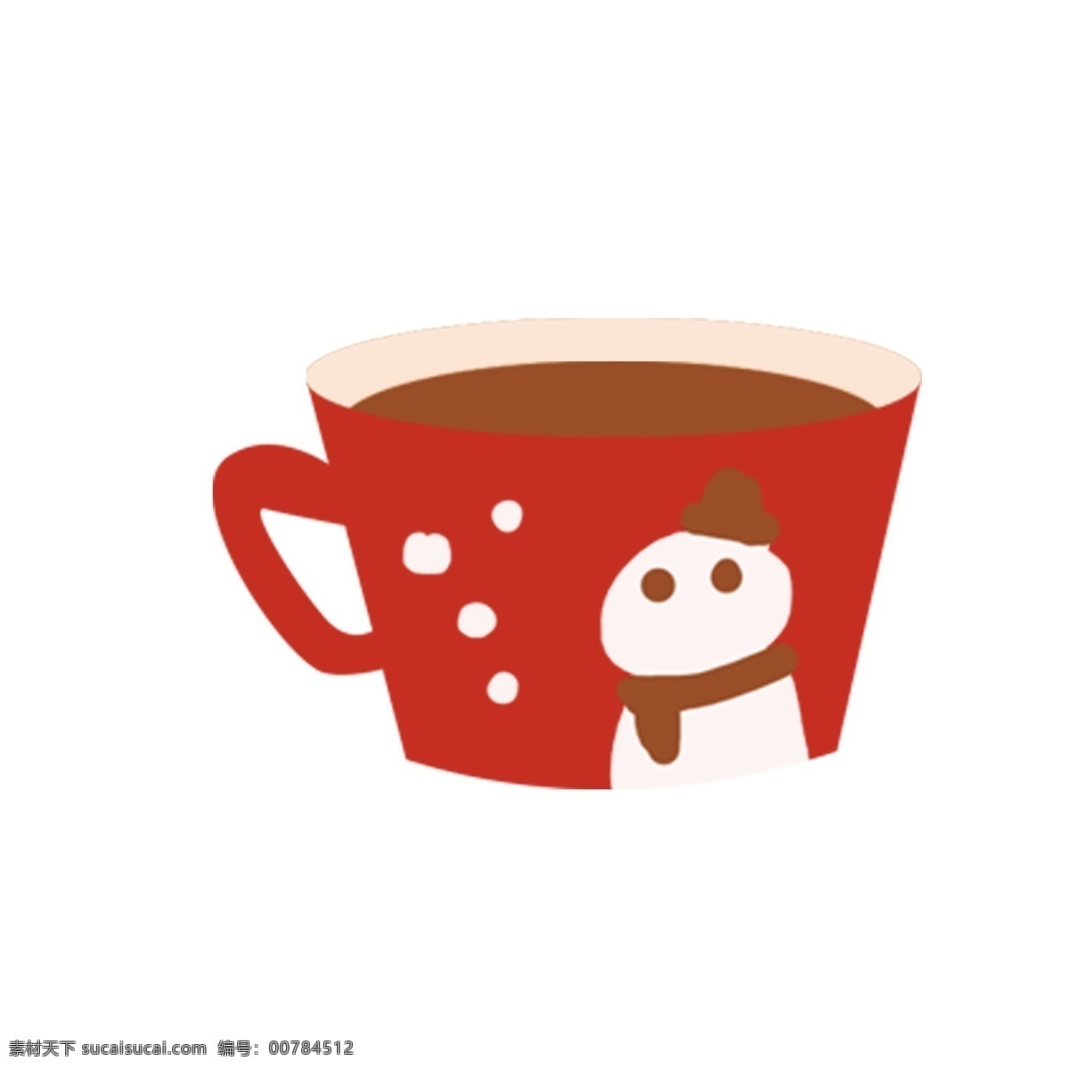 冬天 红色 咖啡杯 免 抠 图 卡通咖啡 装 咖啡 印 雪人