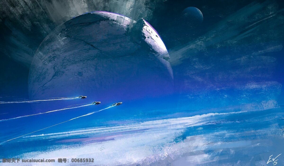 大气 宇宙 云海 背景 唯美 蓝色 渐变 星球 海报 广告