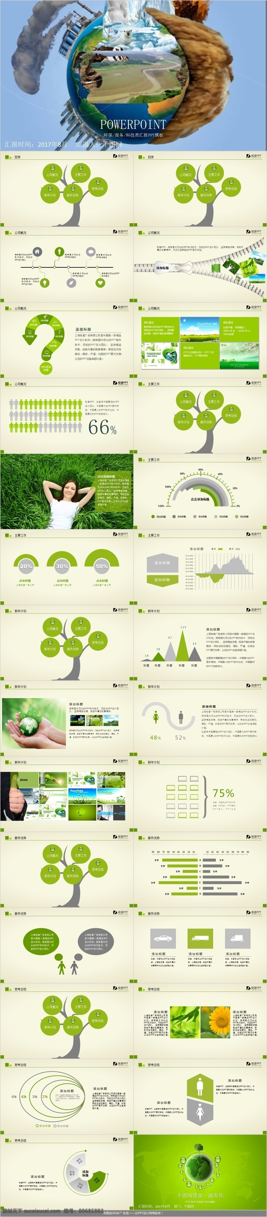 环保设备 产品 公司 绿色 地球 创意 商务 工作 汇报 模板 环保 绿色地球背景 工作汇报