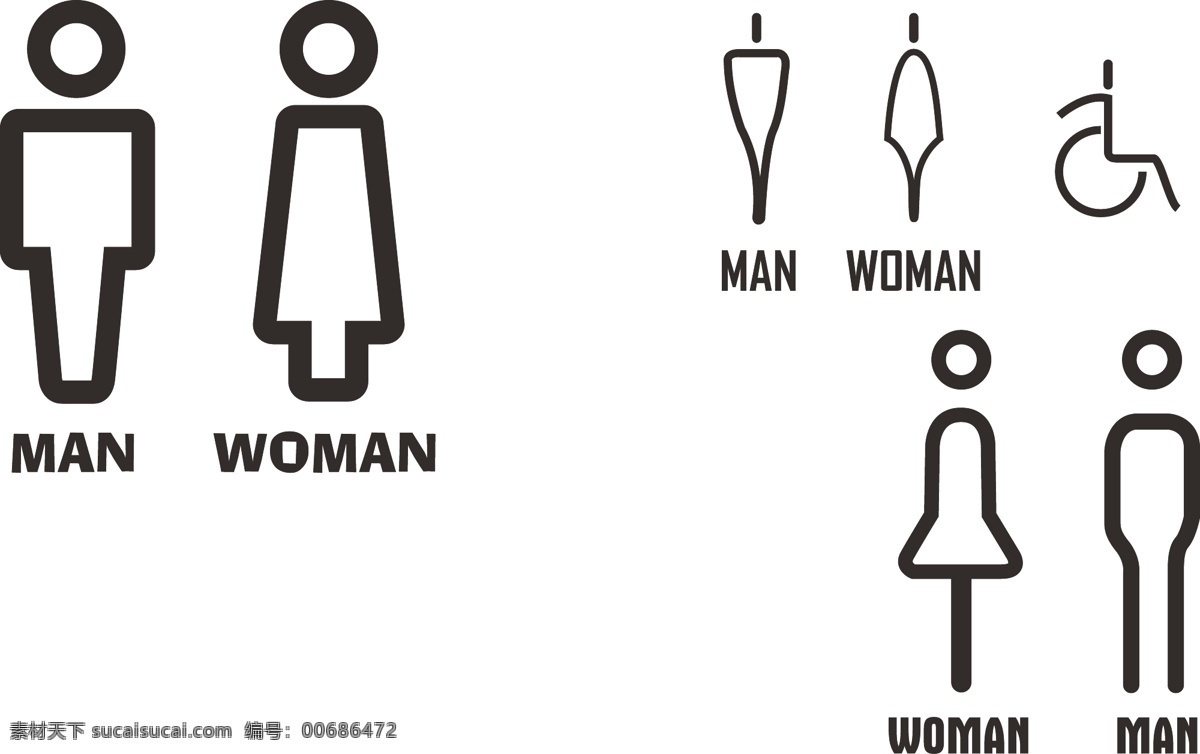 卫生间 男女 标识 标志 指示牌 盥洗室