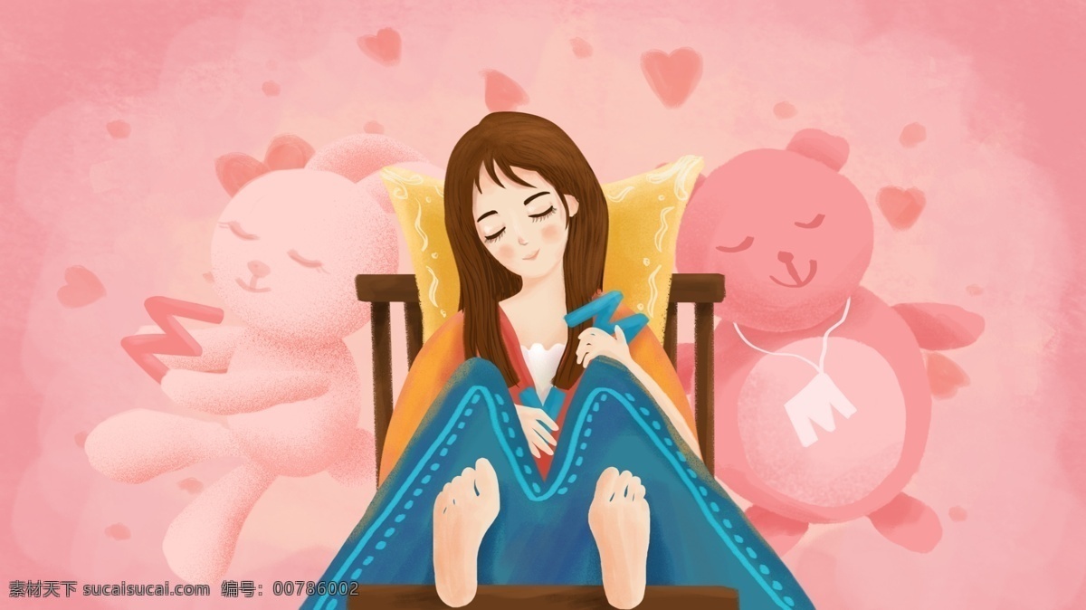 原创 手绘 插画 字母 邂逅 m 女孩 洋娃娃 椅子 兔子 手绘插画 字母邂逅 熊 粉色 抱枕
