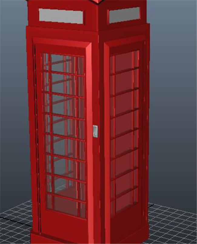 红色 公共 电话亭 游戏 模型 模块 装饰 木制 网游 3d模型素材 游戏cg模型