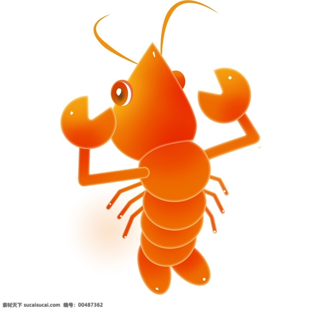 可爱 龙虾 背面 图 插画 一只龙虾 卡通龙虾 虾 海鲜 海洋生物 海水 海洋大虾 可爱龙虾 龙虾背面图