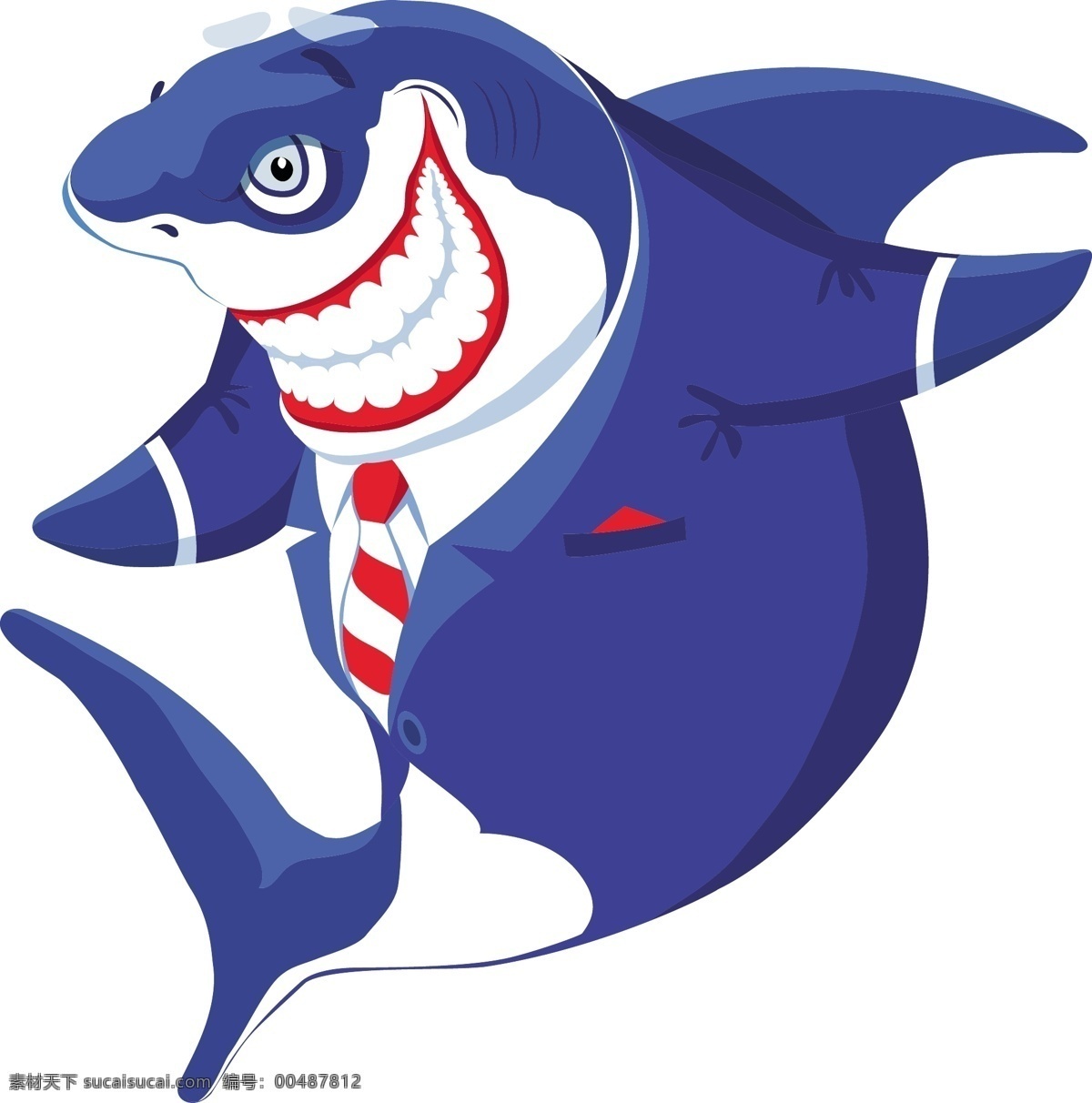 动画 海洋 海洋生物 卡通 卡通鲨鱼 蓝色 鲨鱼 生物世界 西服 矢量 西装 模板下载 boss 冷血 凶狠 残酷 虎鲨 拟人