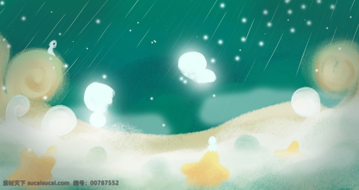 梦幻 云雾 天空 广告 背景 云朵 星星 温馨 广告背景 流星 夜晚