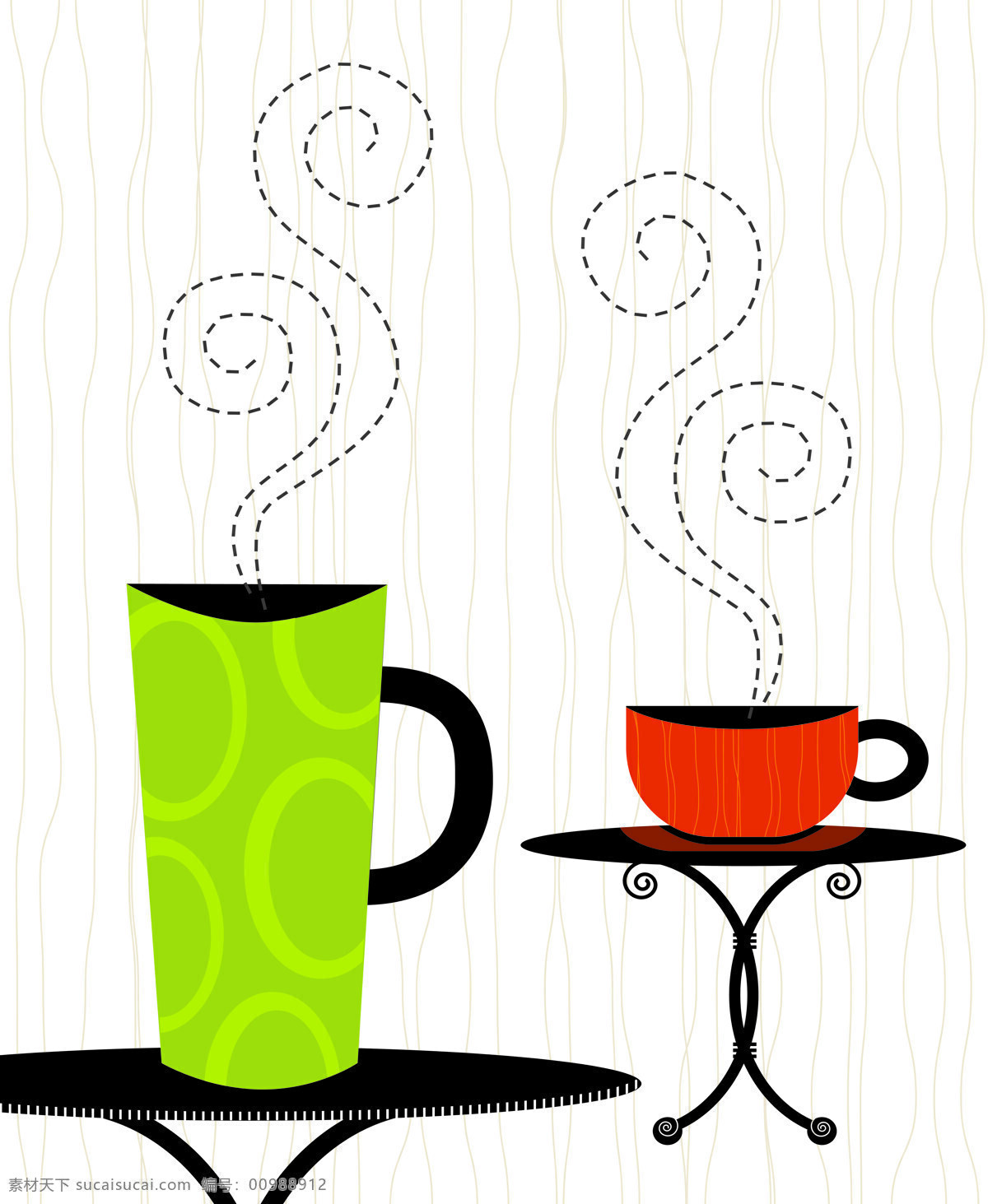 咖啡 杯子 黑色 红色 咖啡模板下载 线条 移门 咖啡设计素材 青黄色 桌子 矢量图 日常生活