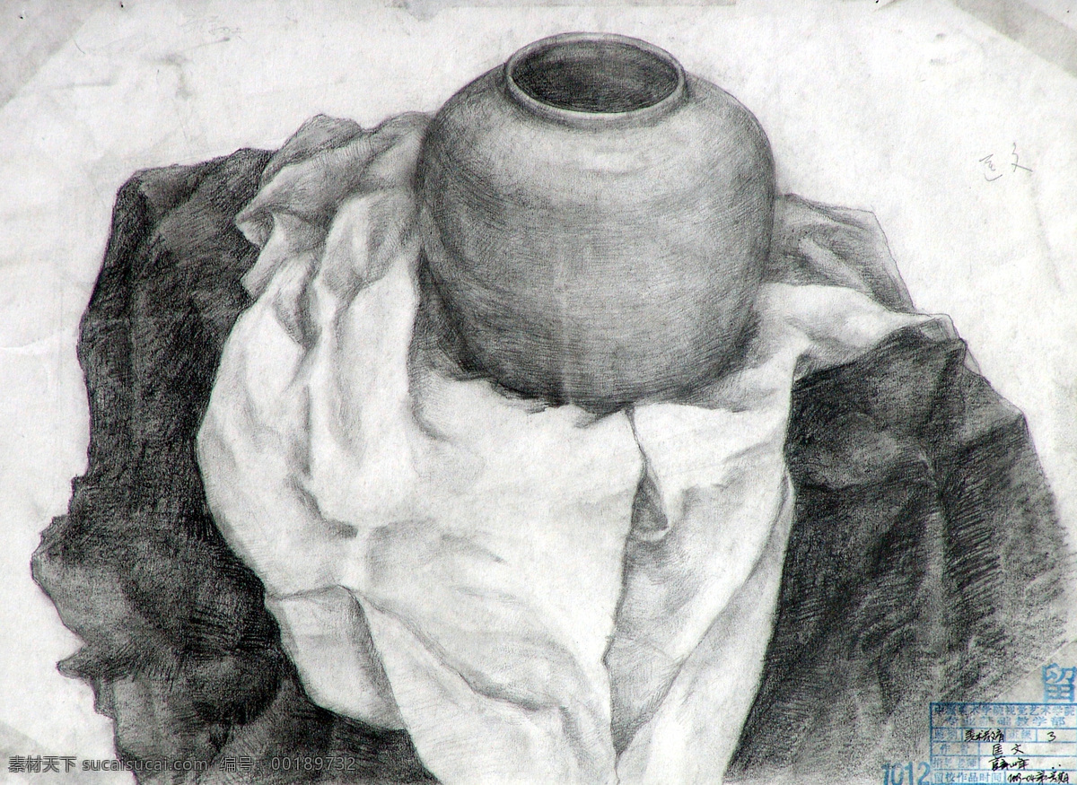 静物 钵 素描 设计素材 静物专辑 素描速写 书画美术 白色
