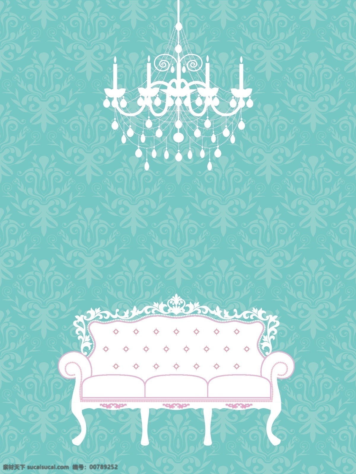 宝蓝色背景 婚庆背景 舞台 沙发 欧式吊灯 分层 背景素材 设计源文件