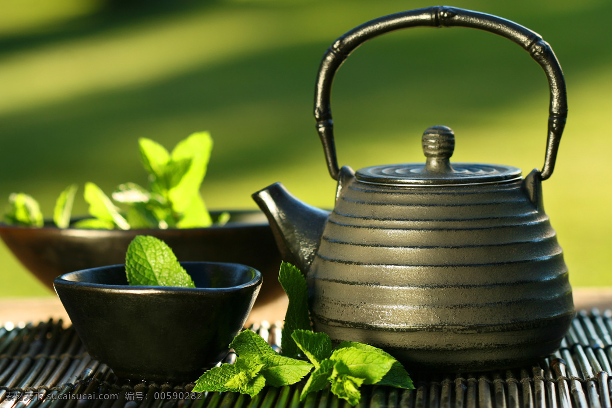 茶具 绿色 清新 生活 休闲 娱乐 自然 人文 风景 文化艺术