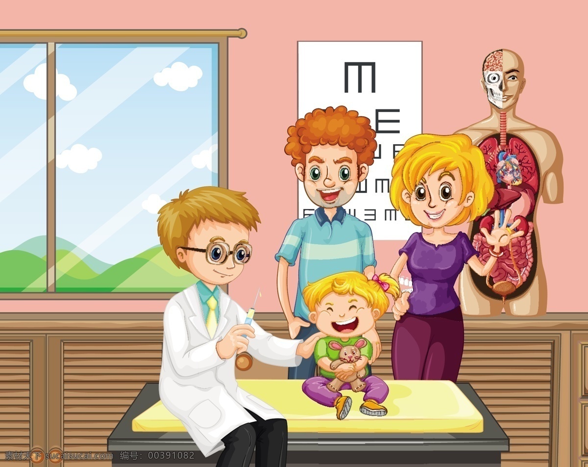 卡通儿童看病 儿童 看病 生病 医院 治疗 医生 诊疗室 儿科 医学 健康 保健 医疗卫生保健 卡通设计