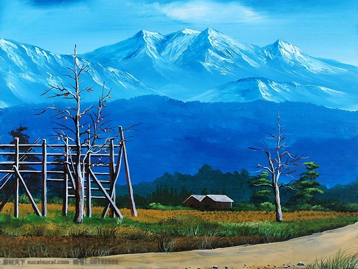 装饰画 油画 雪山 风景 绘画书法 文化艺术