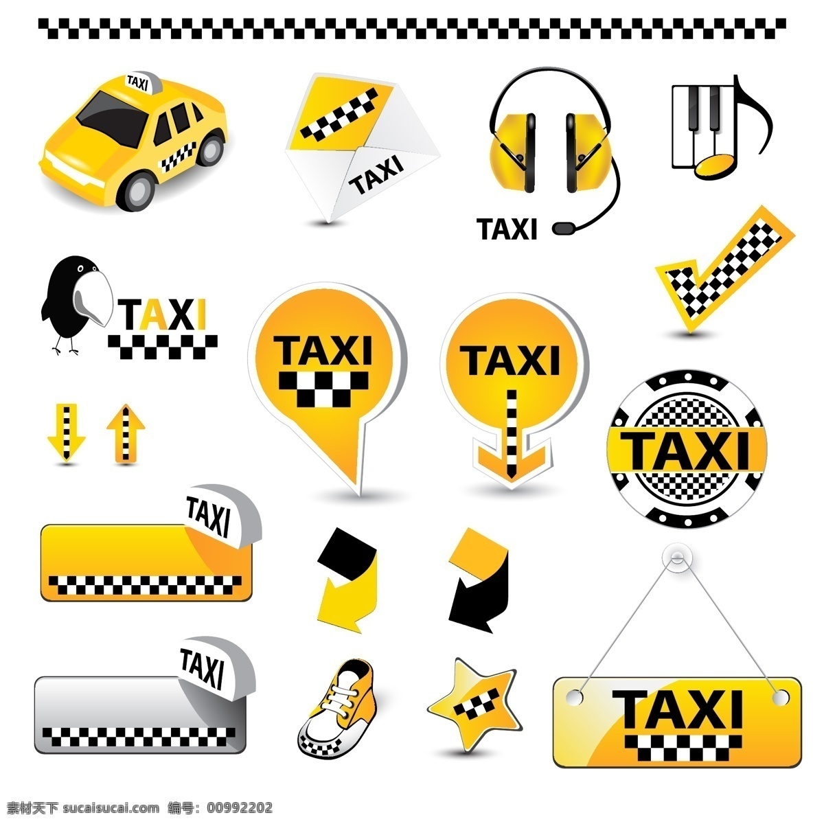logo 标签 标识 标识标志图标 标志 标志图标 出租车 箭头 路标 矢量 模板下载 taxi 黑黄方格 打的 的士 小汽车 图标 小图标 矢量图 其他矢量图