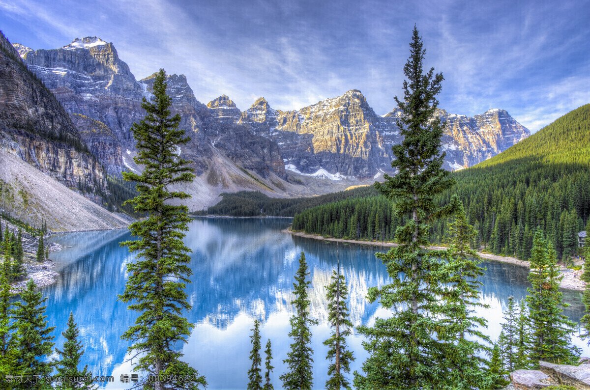 雪山 河流 树木 日出 美景 风景 自然风光 山水风景 风景图片