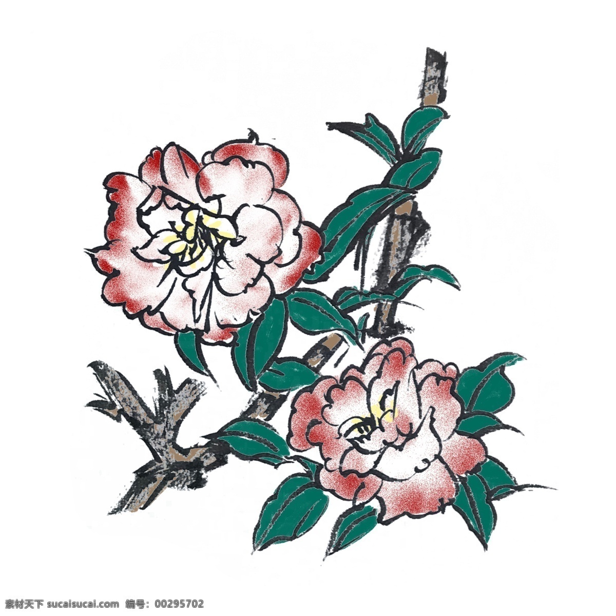 水墨 花草 手绘 插画 中国风 动物 古风 水墨风 墨迹 夏季 彩色 昆虫 春天 生动 国风 国画 花鸟