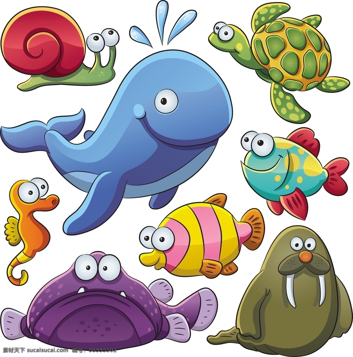 卡通 生物 动物 海洋 水生物 矢量图 其他矢量图