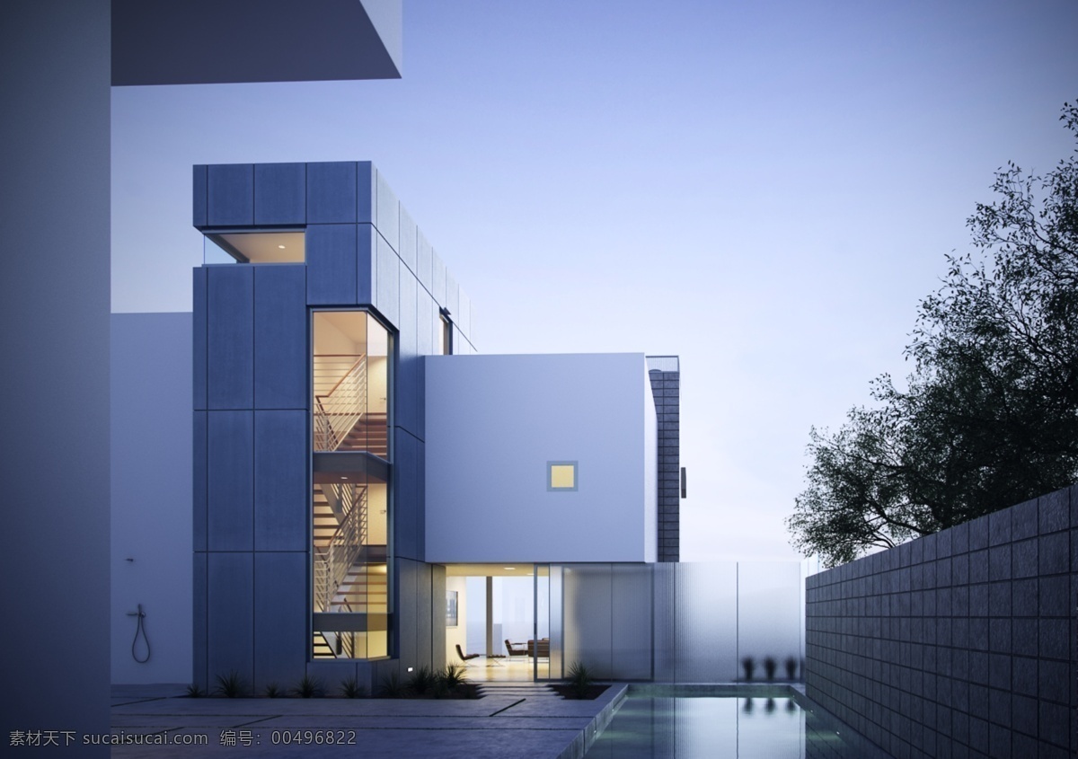 清新 别墅 模型 建筑 外观 3d模型素材 建筑模型
