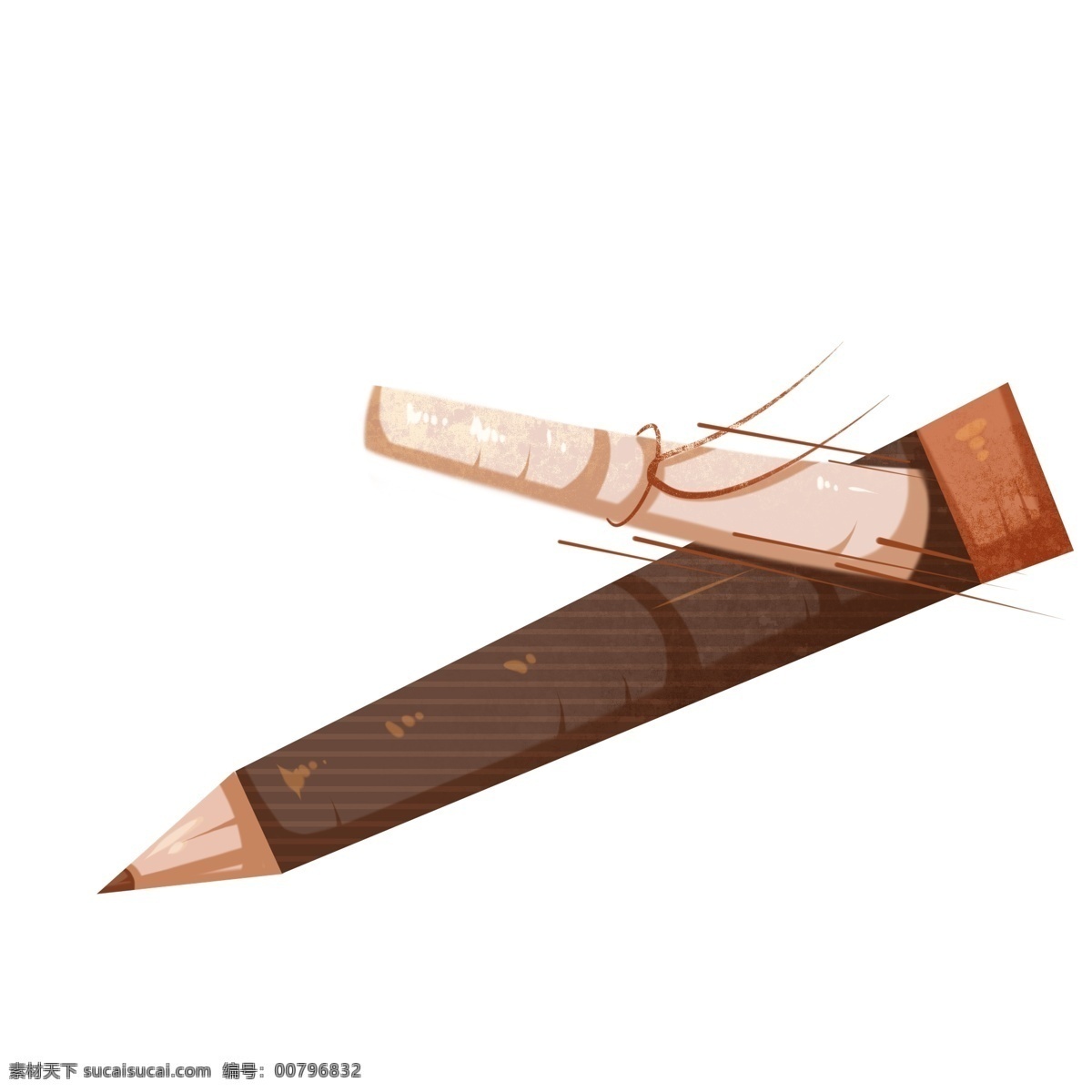 棕色铅笔装饰 卷轴 铅笔 毕业