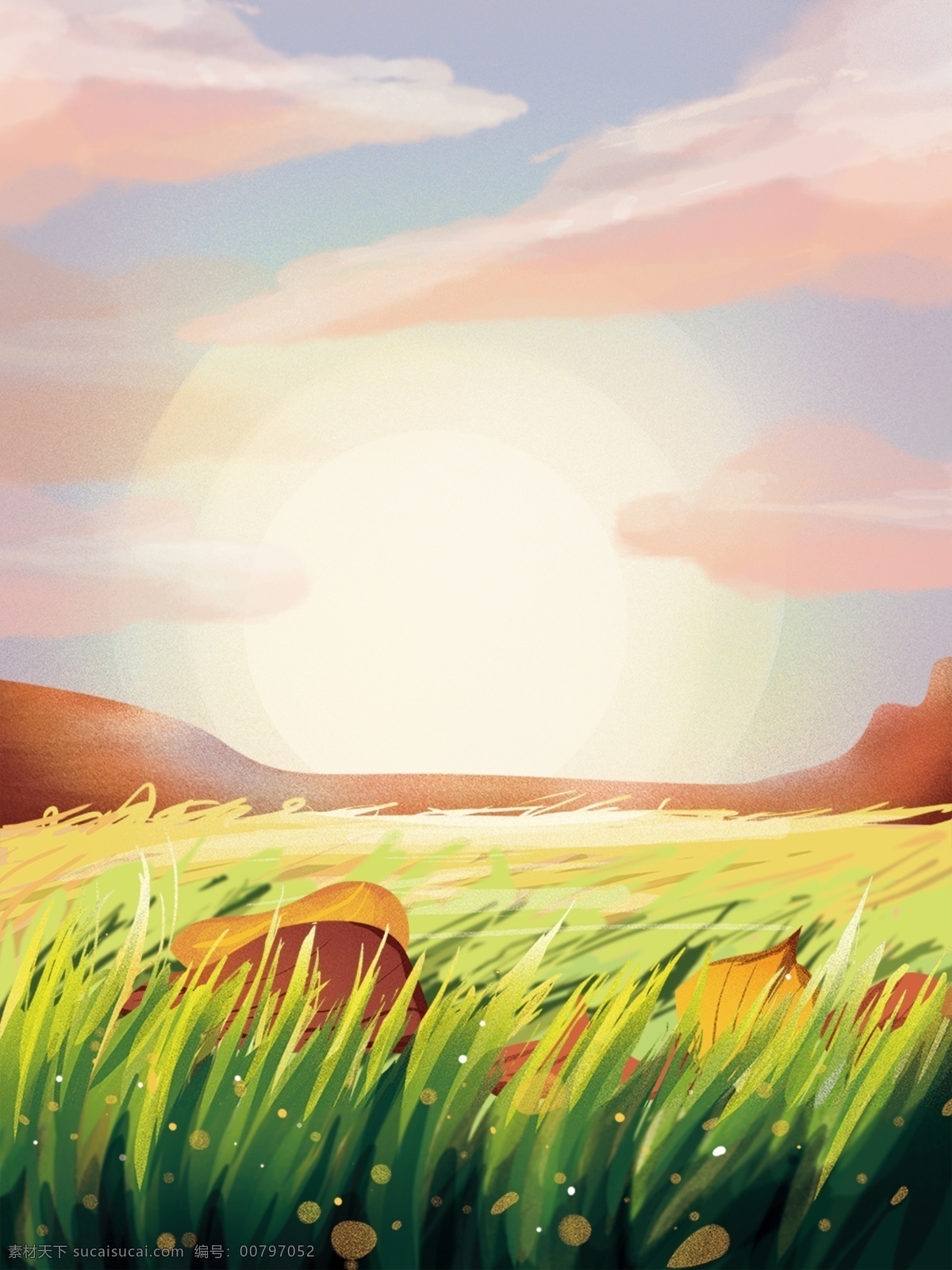 唯美 秋分 户外 景色 插画 背景 秋分背景 色彩背景 特邀背景 通用背景 广告背景 户外景色 插画背景