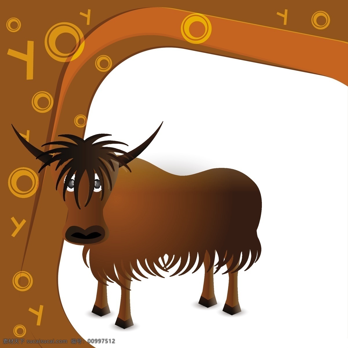 框架与gnu 背景 框架 动物 棕色 褐色的背景 野生 gnu 白色