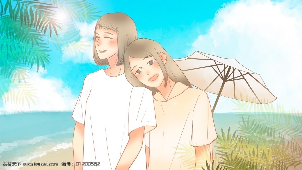 初夏 立夏 小 清新 海边 闺 蜜 好友 季节 夏天 小清新 闺蜜 女孩