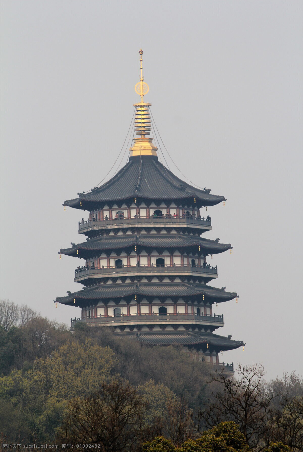 雷峰塔 绿树 建筑摄影 建筑园林