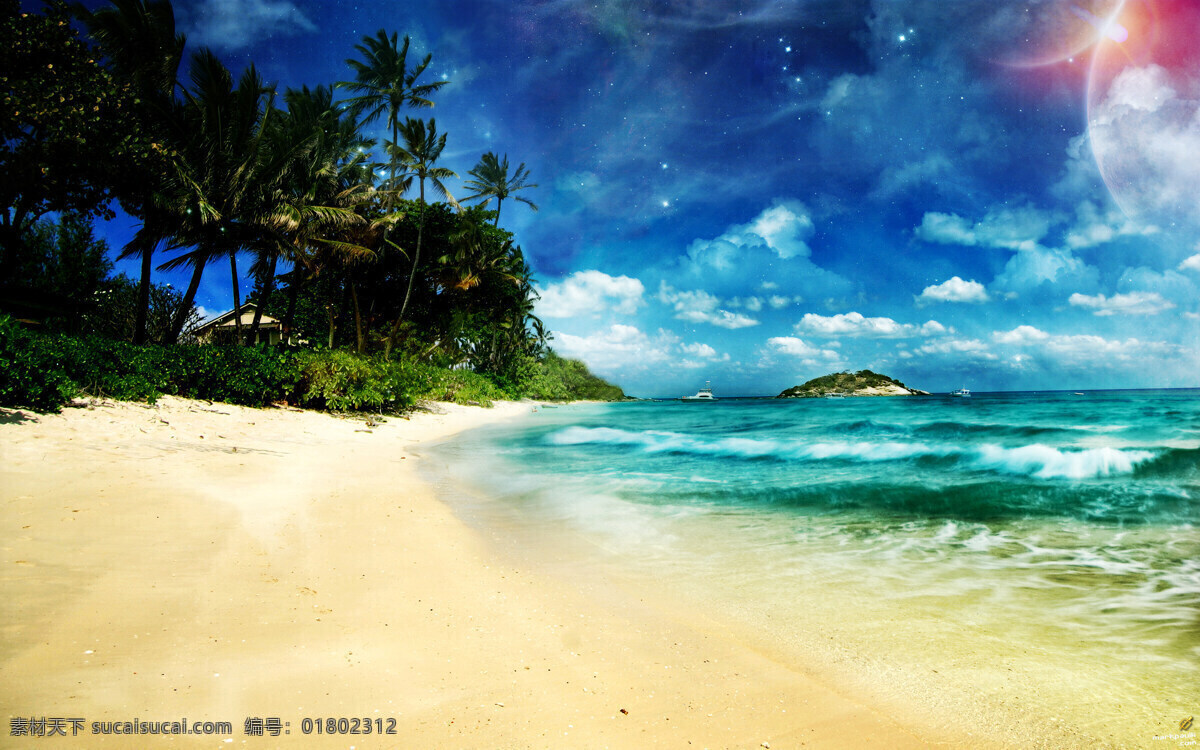 背景 大海 光芒 海洋 旅游摄影 沙滩 摄影图库 树木 滩 太阳 自然风景 背景图片 海滩沙滩背景 蔚蓝 psd源文件