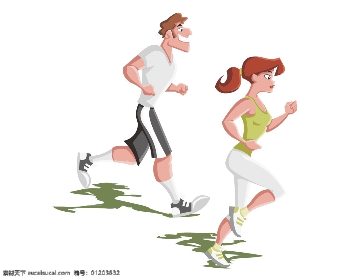 卡通 健身 运动 元素 跑步 减肥 手绘 奔跑 锻炼 ai元素 矢量元素