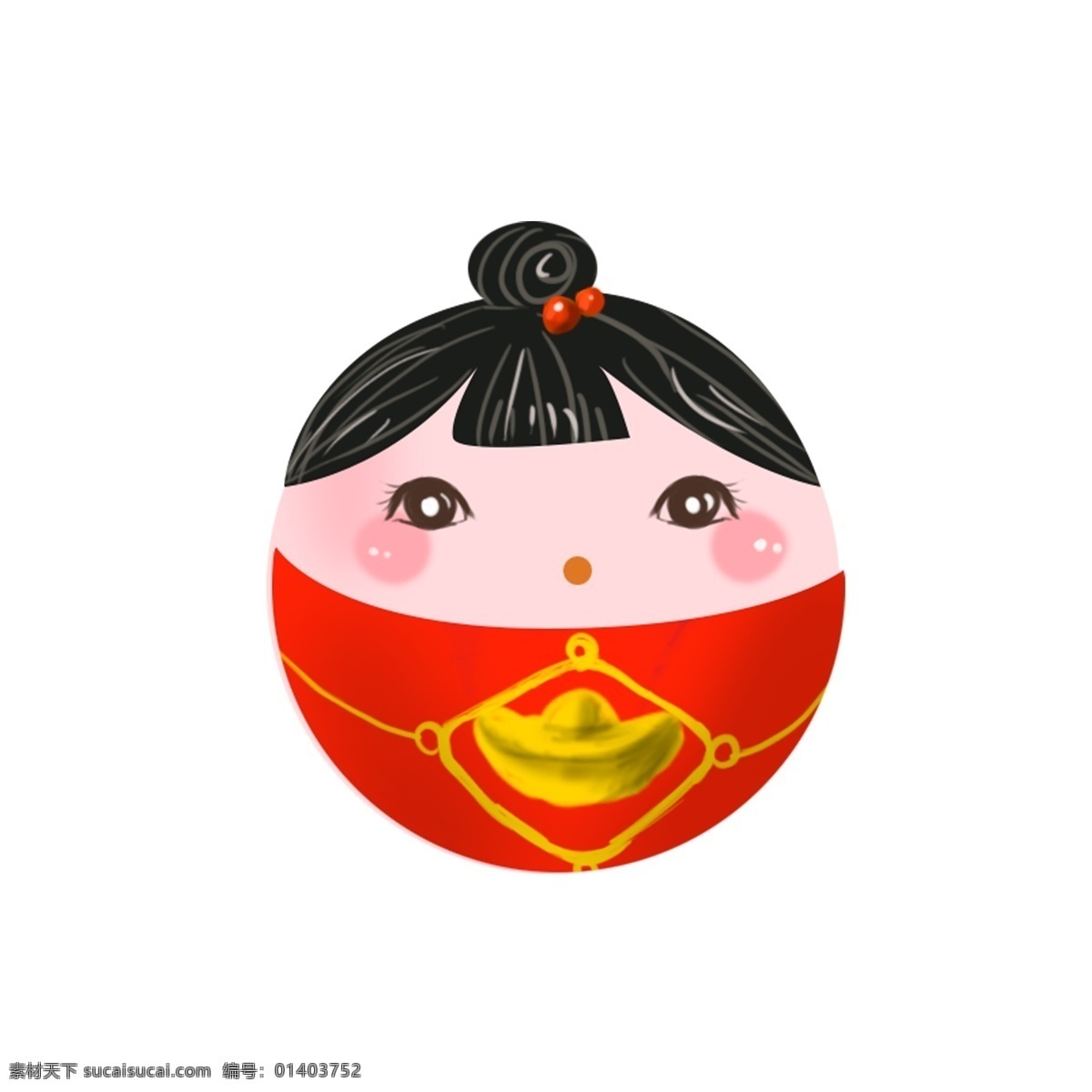 新年 元素 福娃 套 图 商用 喜庆 小人 小孩 萌 2019 丸子 唐服