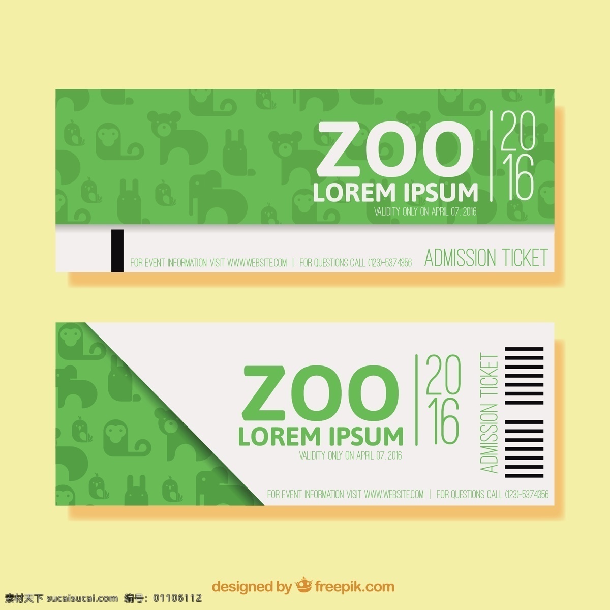 绿色 简单 动物园 横幅 手 画 动物 门票 操作简单 取材 通过 入口 图纸 入场 承认