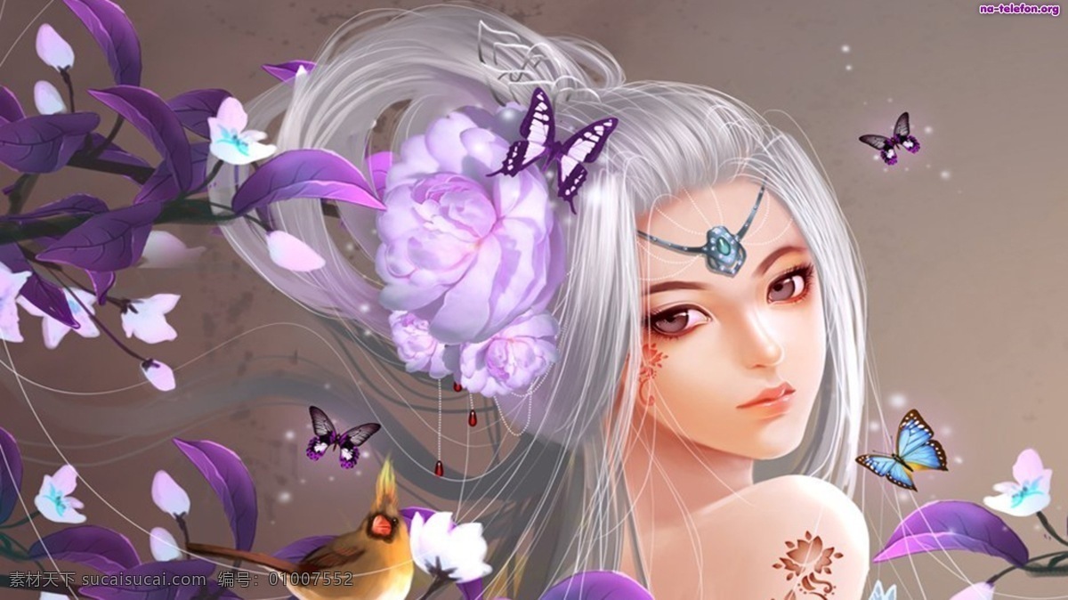 手绘美女 花 蝴蝶 插画 美女 艺术 绘画 板绘美女 美女壁纸 高清壁纸 壁纸 动漫人物 动漫动画