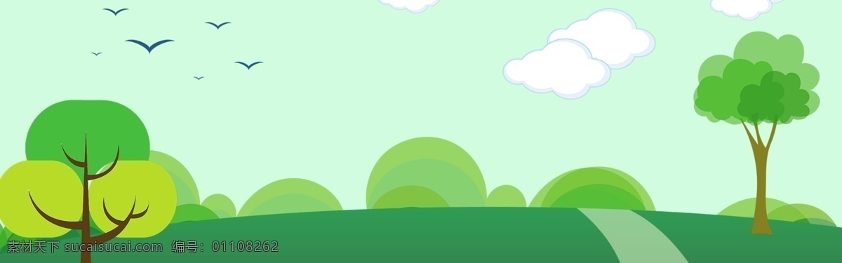 卡通 手绘 风景 景色 banner 背景 清新 清凉 夏季促销 狂暑季 夏末促销 反季促销 疯狂甩卖 夏季上新