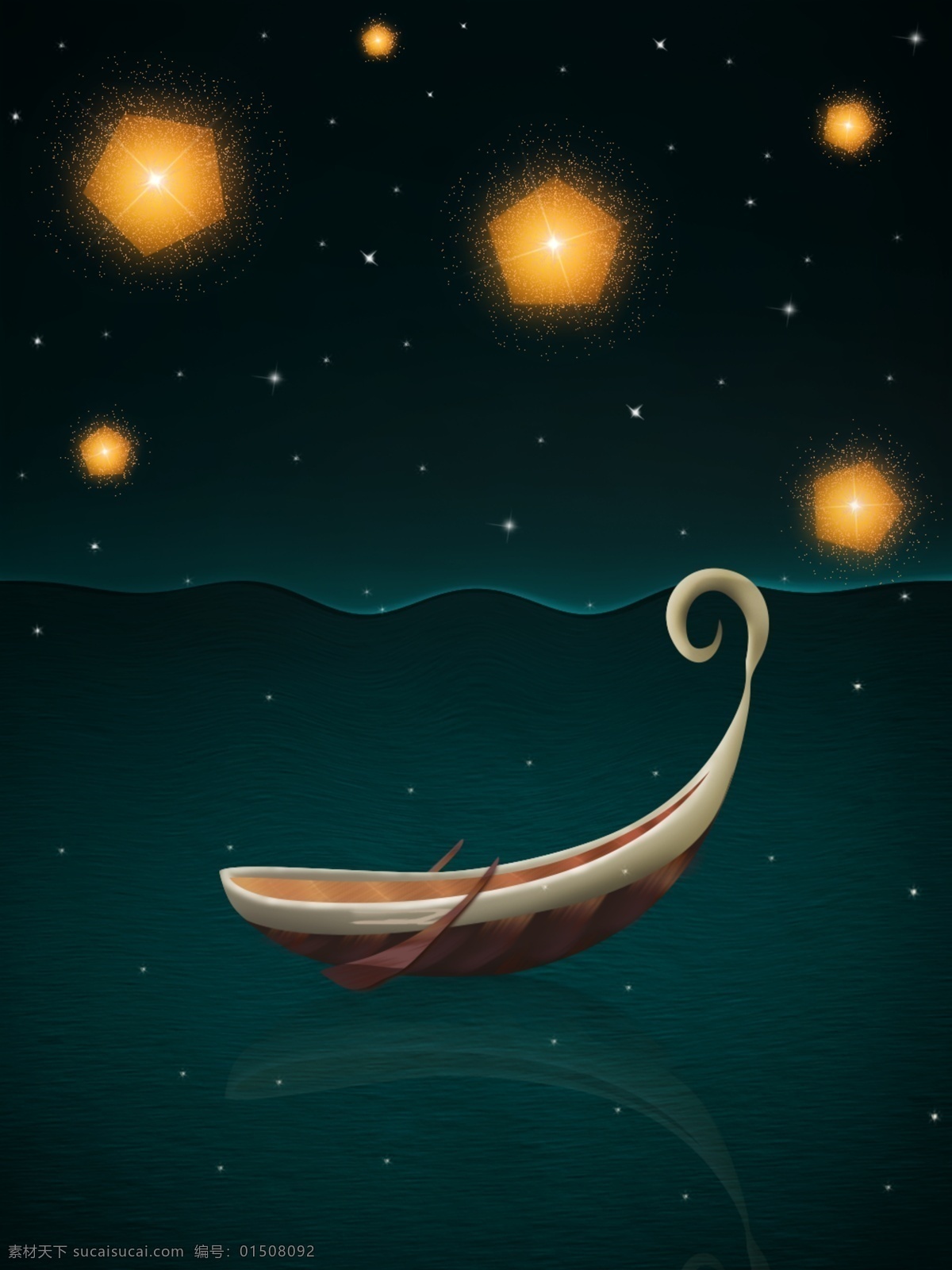 手绘 中秋节 背景 海报 孔明灯 夜空 中秋节手绘 墨绿色 店铺背景 手绘海豚船 h5背景