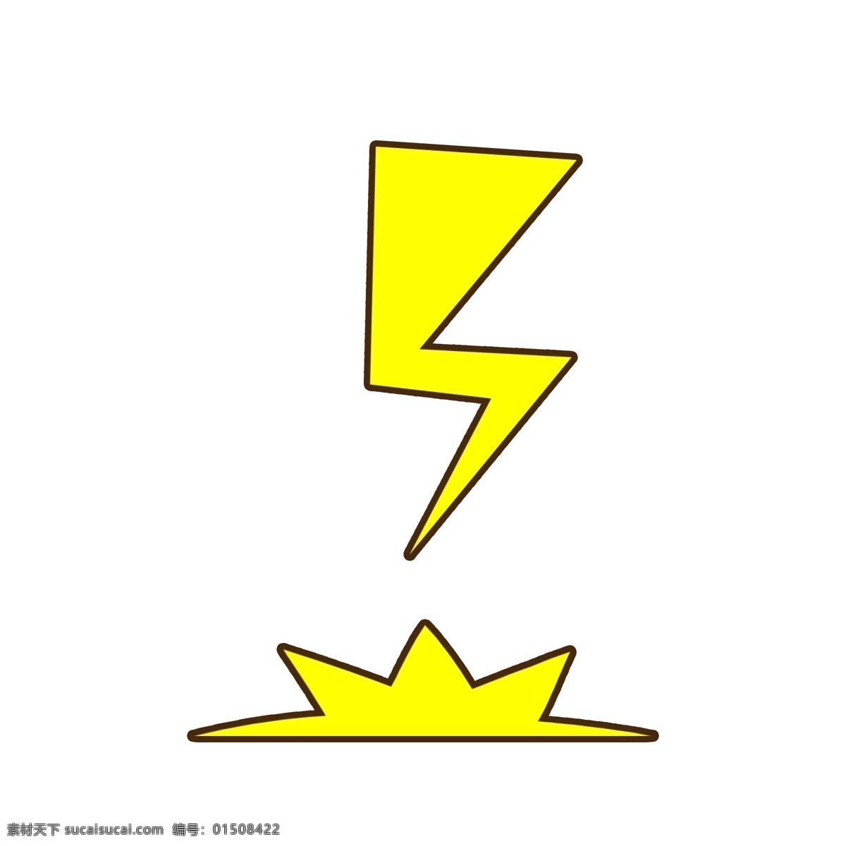 卡通 黄色 闪电 天气 雷电 可爱 打雷 矢量 手绘 元素 落地雷电