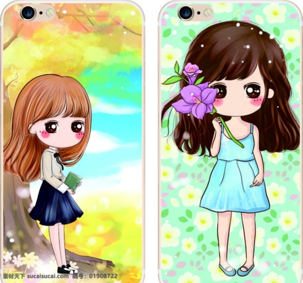 彩绘手机壳 iphone 时尚 彩印 打印 卡通小女孩 sky 现代科技 数码产品