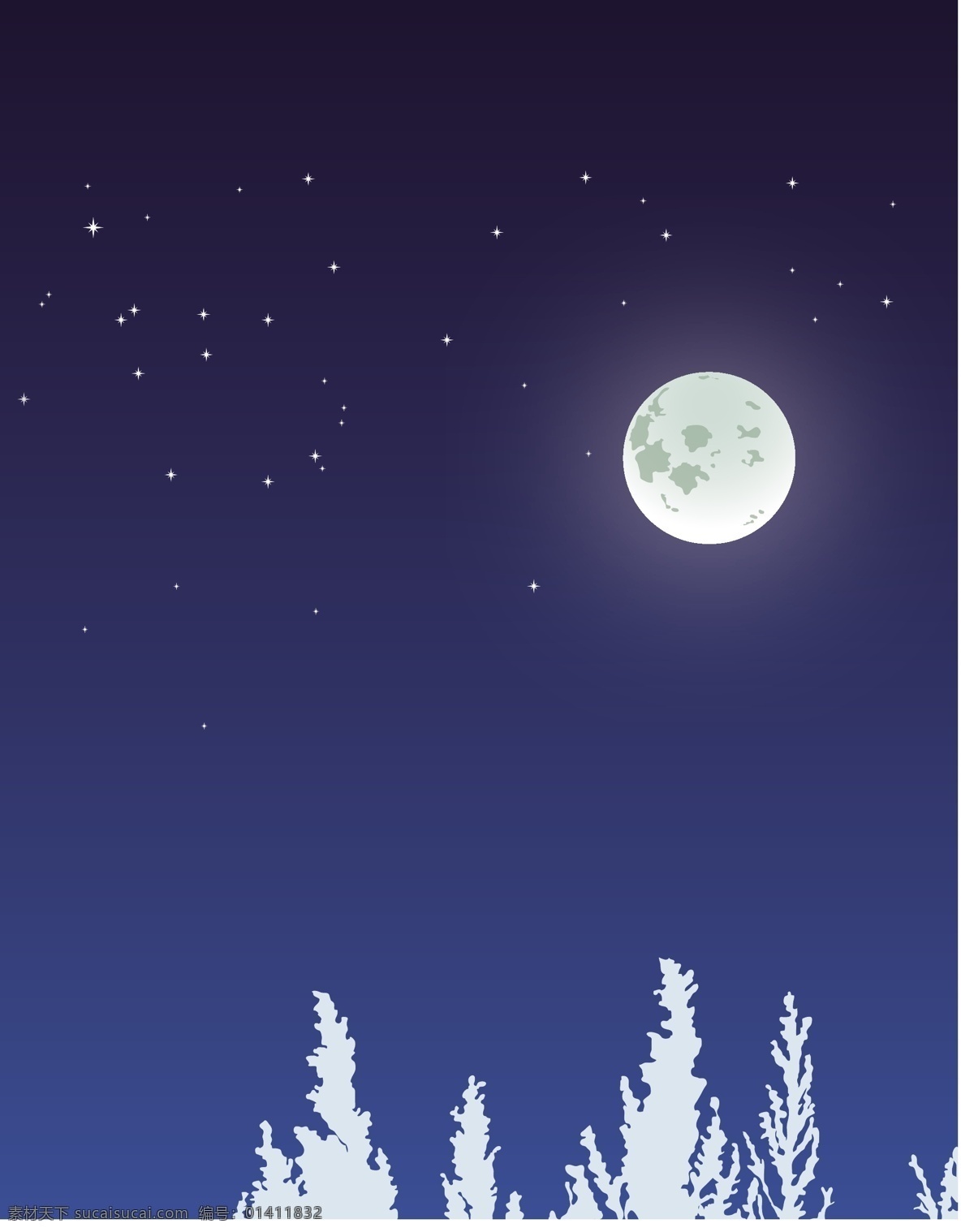 圣诞 夜空 淡蓝色 黄色 渐变 绿色 梅花鹿 圣诞节 圣诞老人 圣诞树 圣诞雪花 水晶球 圆圈 月亮 星星 节日素材