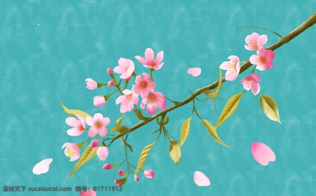 手绘 樱花 透明 图 层 春天 粉色 动漫 彩绘 抠图 分层 插画 自然景观 自然风光