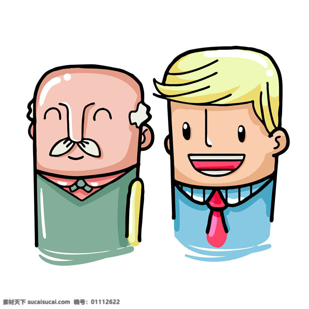 老人 商务 男人 头像 人物头像 矢量人物 卡通人物 漫画人物 人物插画 其他人物 矢量素材 老人和商人