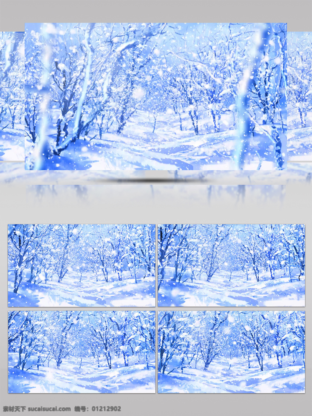 雪花 纷飞 树林 视频 蓝色 唯美 浪漫 树木 白色 雪地