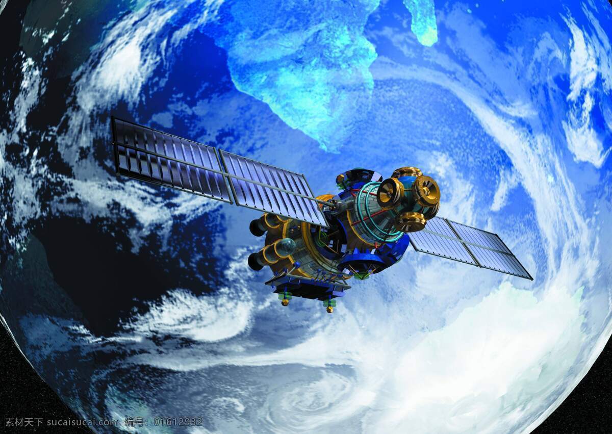 太空卫星 太空 卫星 信号接收器 黑夜 地球 现代科技 科学研究