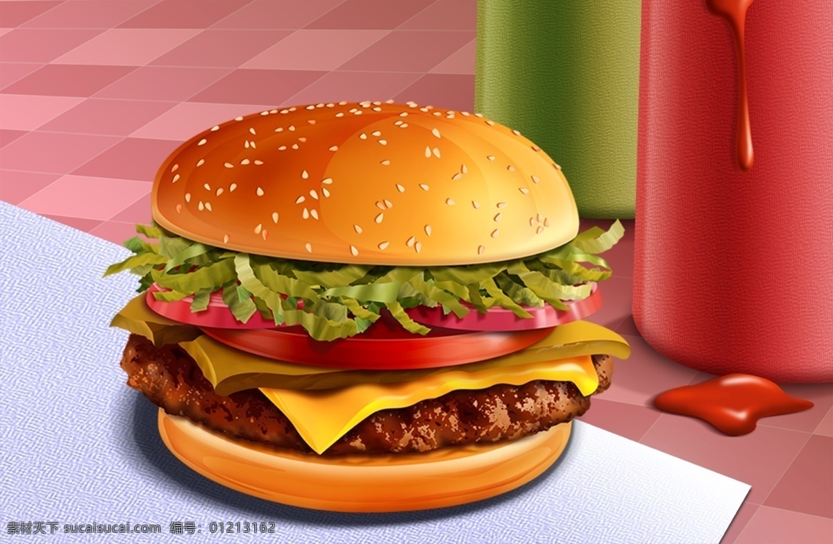 kfc 分层 汉堡 麦当劳 肉包 肉片 蔬菜 源文件 堡 模板下载 汉宝包 m记 番茄汁