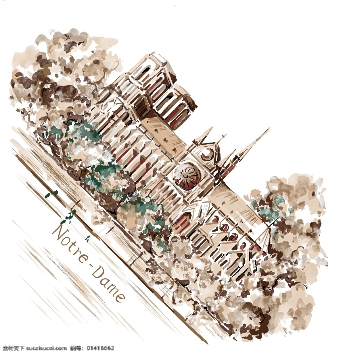 手繪城堡 歐洲 手繪 城堡 街景 風景 人文 分层 风景 源文件库
