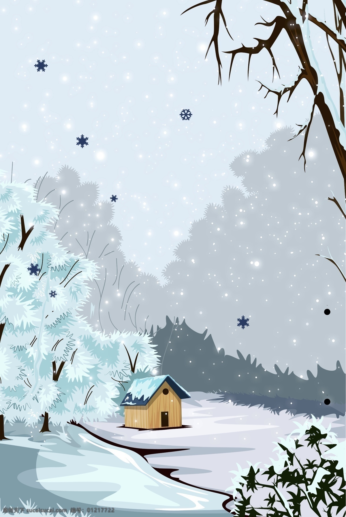 莫 兰迪 雪景 小 木屋 海报 莫兰迪 简约 高端 大气 清新 小木屋 枯枝 树木