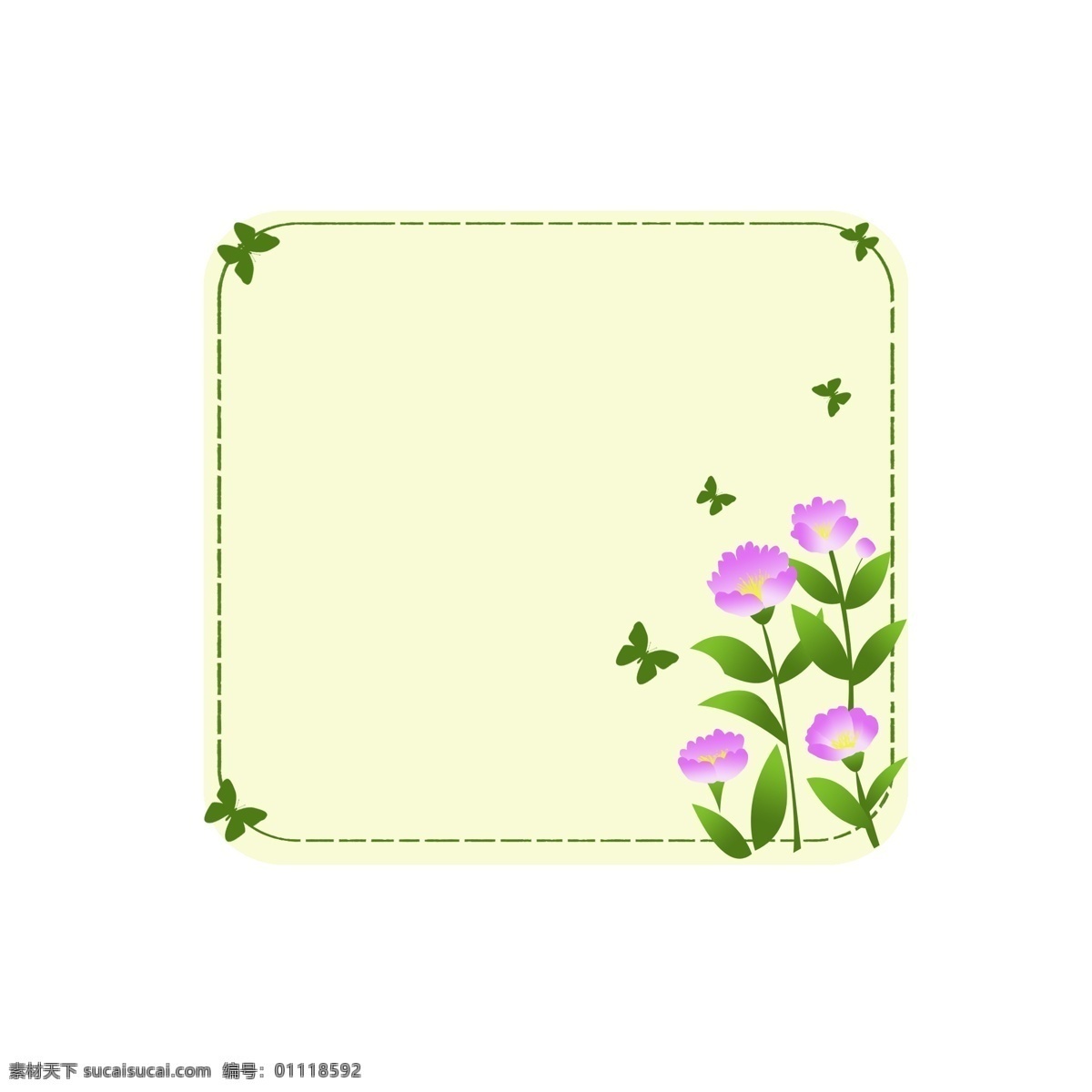 边框 植物边框 花朵边框 小清新边框 精致边框 植物 商用 花朵 蝴蝶 蝴蝶边框