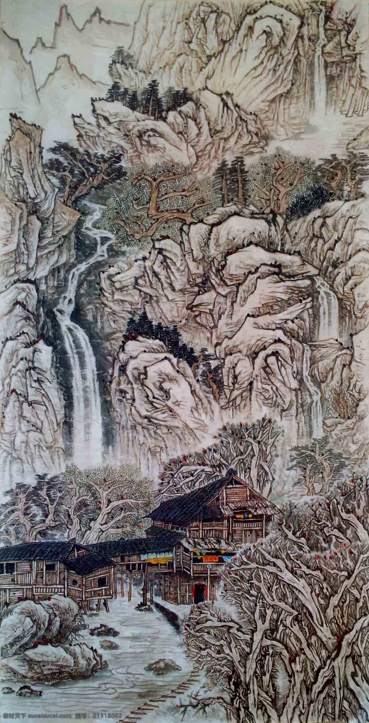 壮乡 风情 图 流水 美景 瀑布 秋色 山脉 文化艺术