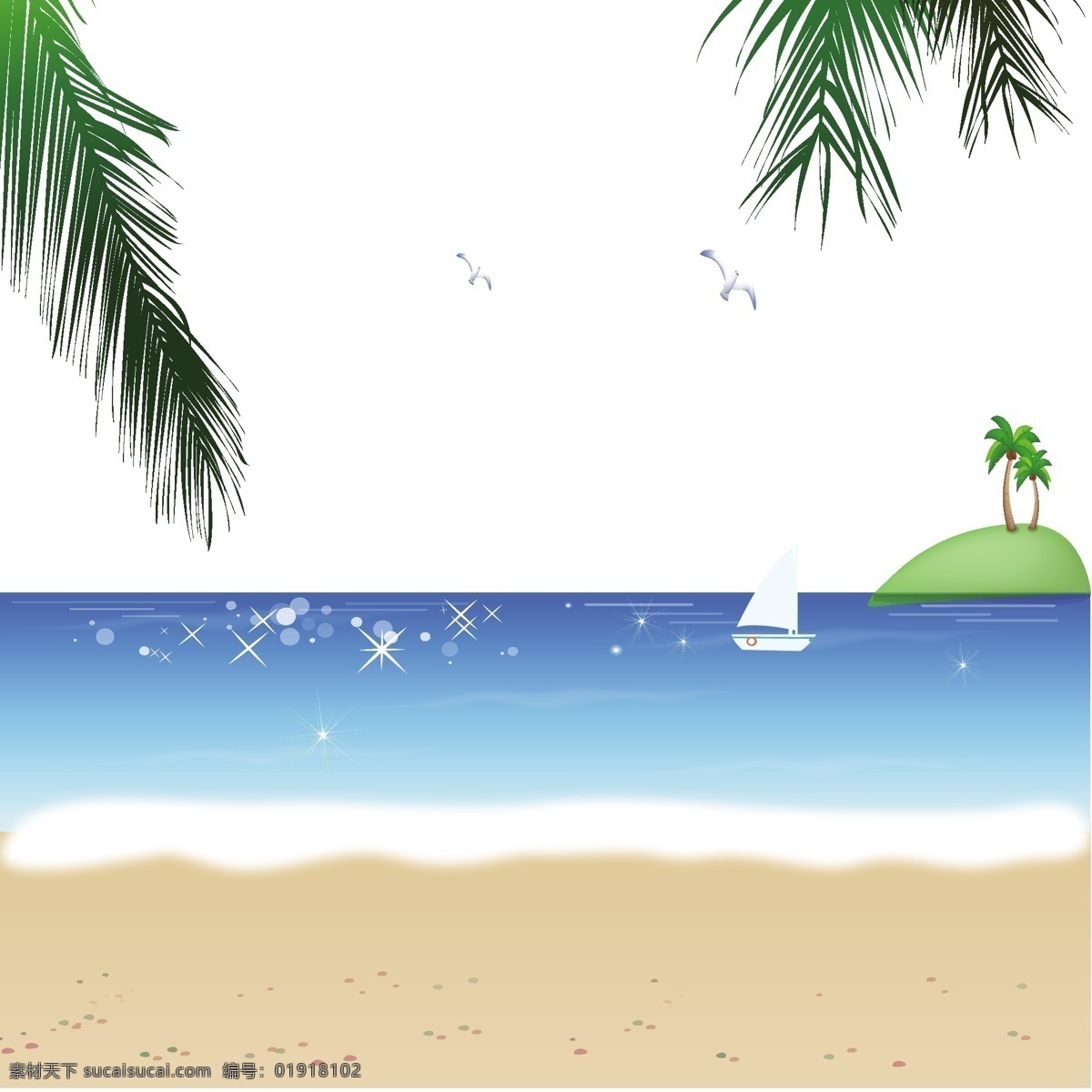 卡通 手绘 沙滩 简单 风格 海洋 派对 海滩 假日 创意 图形 画报 旅游