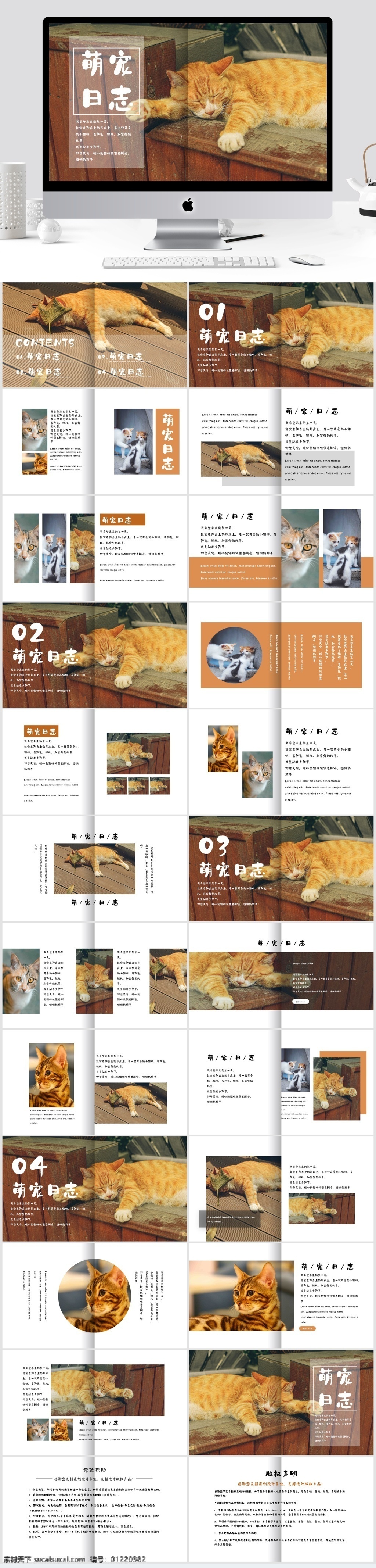 简约 宠物 萌 宠 画册 电子相册 模板 电子画册 宠物相册 相册ppt 萌宠日志 杂志风 工作汇报
