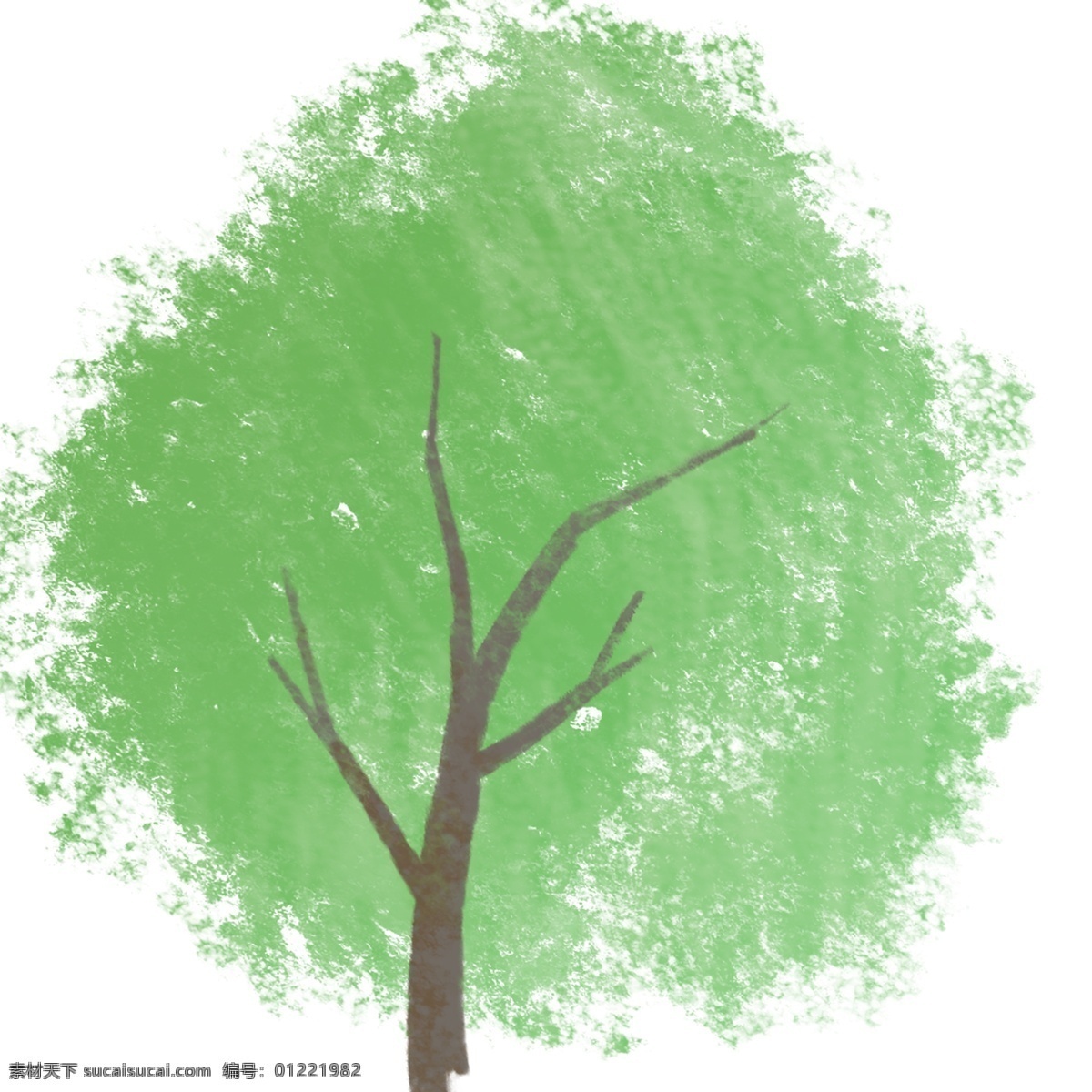 颗 绿色 的卡 通 手绘 树 绿树 大树 春天的树木 茂密的树木 翠绿的小树 有枝丫的树木