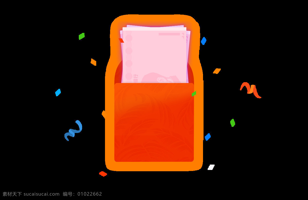卡通 彩带 红包 元素 png元素 钞票 金钱 免抠元素 透明素材