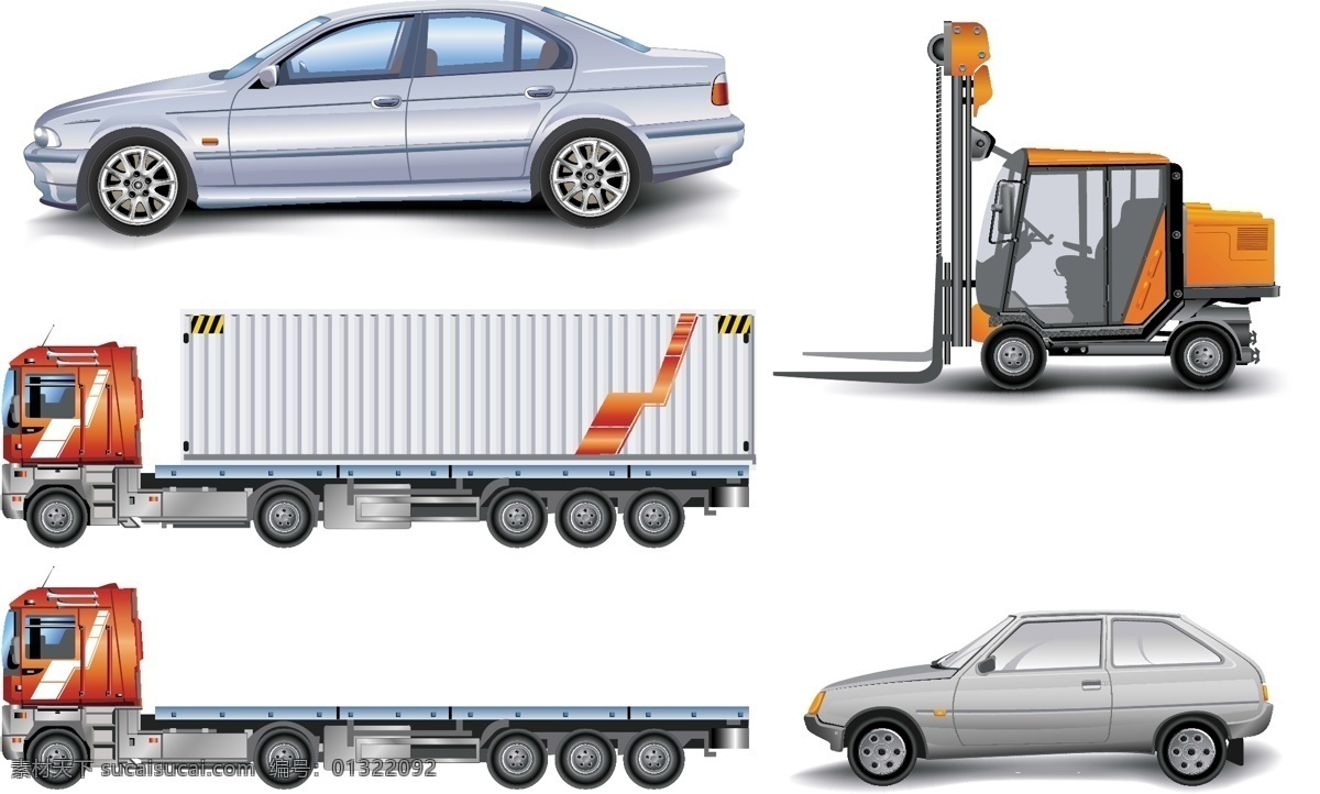 轿车 货柜车 吊 重 车 矢量 叉车 交通工具 矢量素材 运输工具 吊重车 大型车 肥牛牛 矢量图 其他矢量图